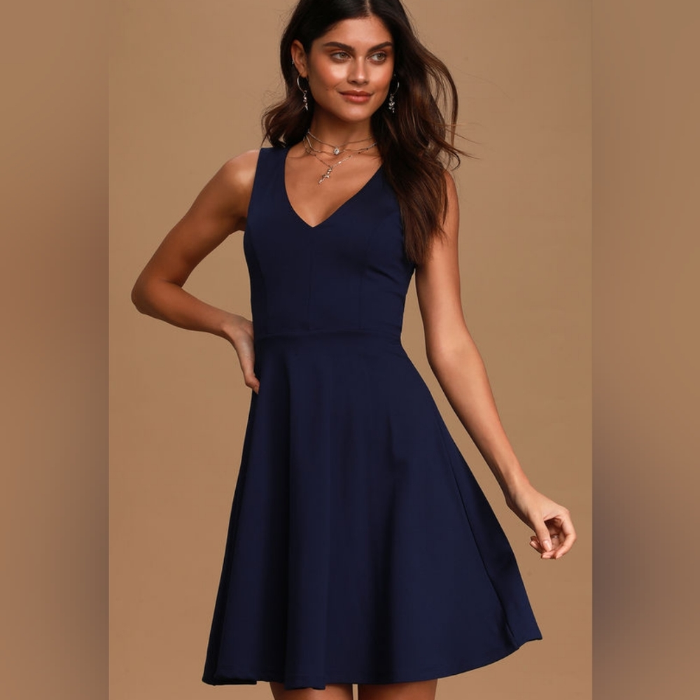 Bon Appetit Navy Blue Skater Dress